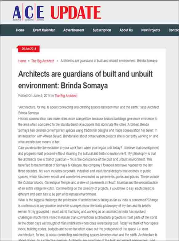 Architects are guardians of built and unbuilt environment: Brinda Somaya