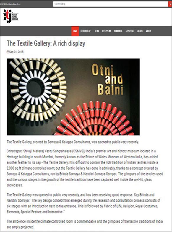 The Textile Gallery : A Rich display, The Indian Textile Journal