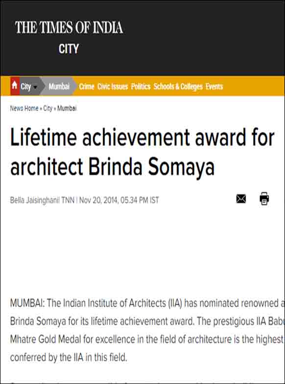 Lifetime Achievement Award For Architect