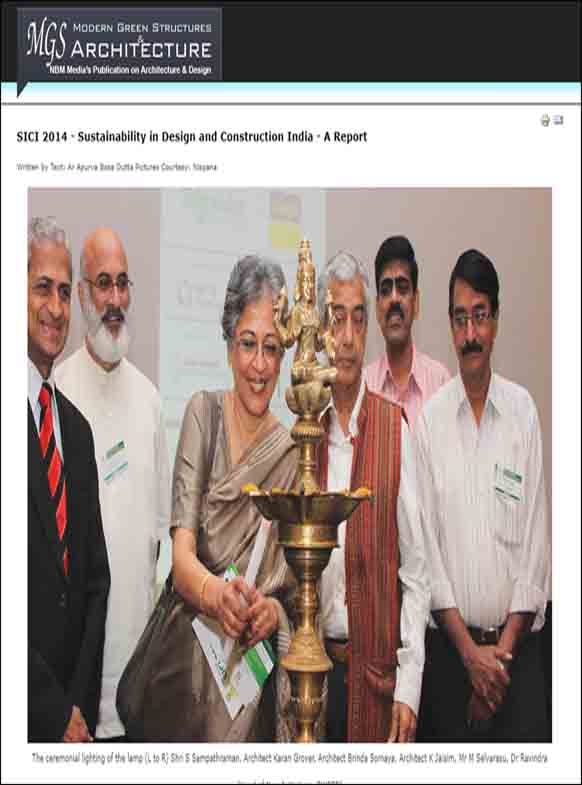 SICI 2014 - Sustainability in Design and Construction India - A Report, MGS Architecture -2014