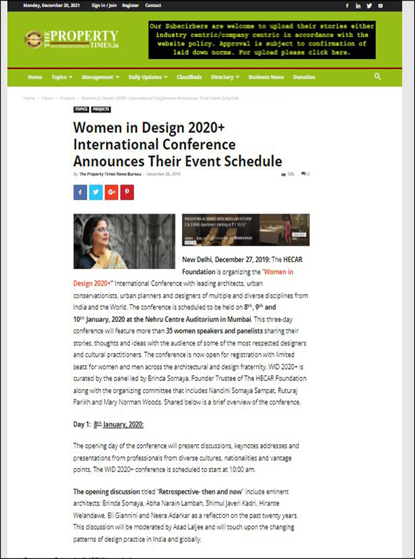 Women in Design 2020+ International Conference Announces Their Event Schedule, Property Times