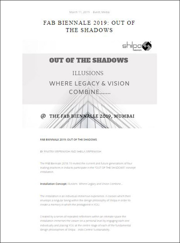 Out of the shadows, Fab Biennale 2019