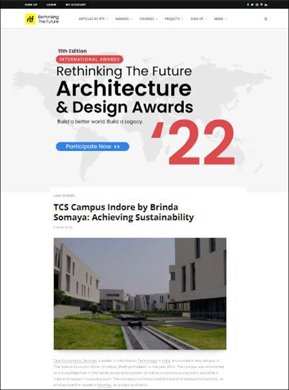 TCS Campus Indore by Brinda Somaya: Achieving Sustainability - Re-Thinking the future